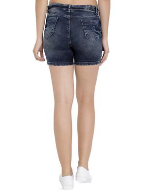 embroidered denim shorts - 16293944 - Standard Image - 3