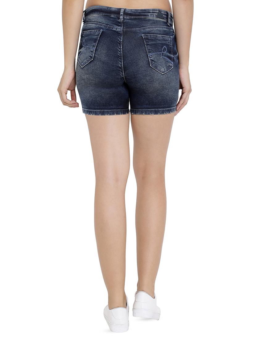 embroidered denim shorts - 16293944 - Zoom Image - 3