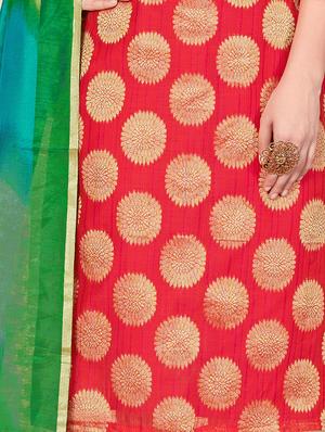 zari motifs unstitched churidaar suit - 16294258 - Standard Image - 3