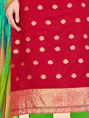 zari motifs unstitched churidaar suit - 16294265 - Standard Image - 3