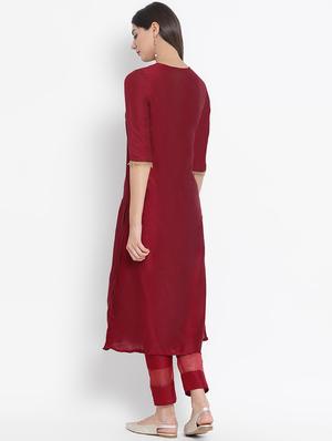 block print a-line kurta with pant set - 16295512 - Standard Image - 3