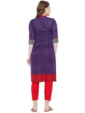 ethnic motifs printed straight kurta - 16295692 - Standard Image - 3