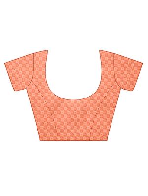 checkered zari motif banarasi saree with blouse - 16295719 - Standard Image - 3