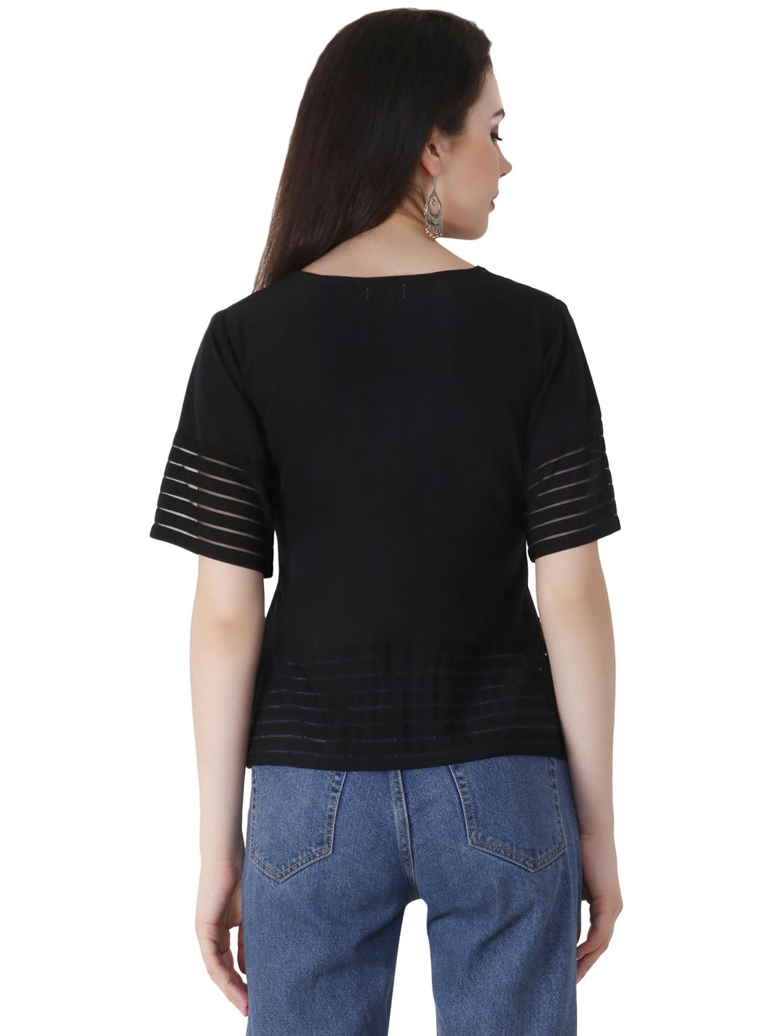v-neck solid boxy top - 16297106 - Zoom Image - 3