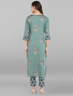 foil printed kurta pant set - 16297941 - Standard Image - 3