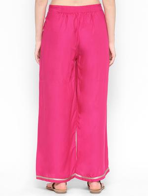 laced hem high rise plazzo - 16298004 - Standard Image - 3