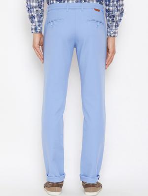 blue solid chinos - 16298299 - Standard Image - 3