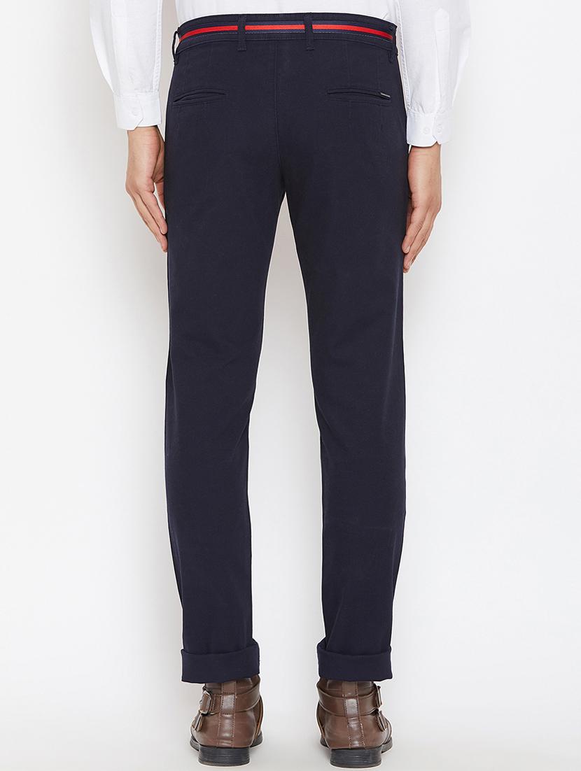navy blue solid chinos - 16298301 - Zoom Image - 3