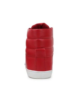 red leatherette lace up sneakers - 16298692 - Standard Image - 3