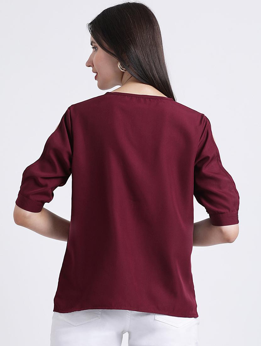 slit sleeved solid top - 16298831 - Zoom Image - 3
