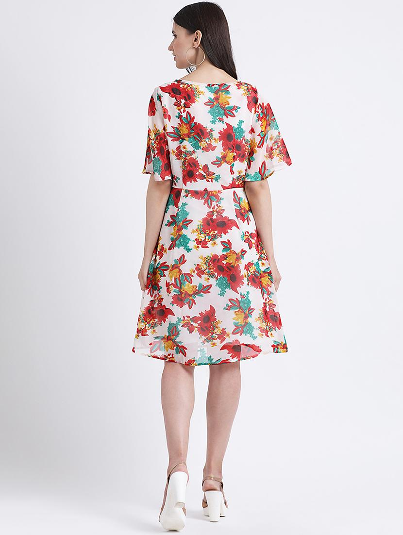 ruffle sleeved floral a-line dress - 16298862 - Zoom Image - 3