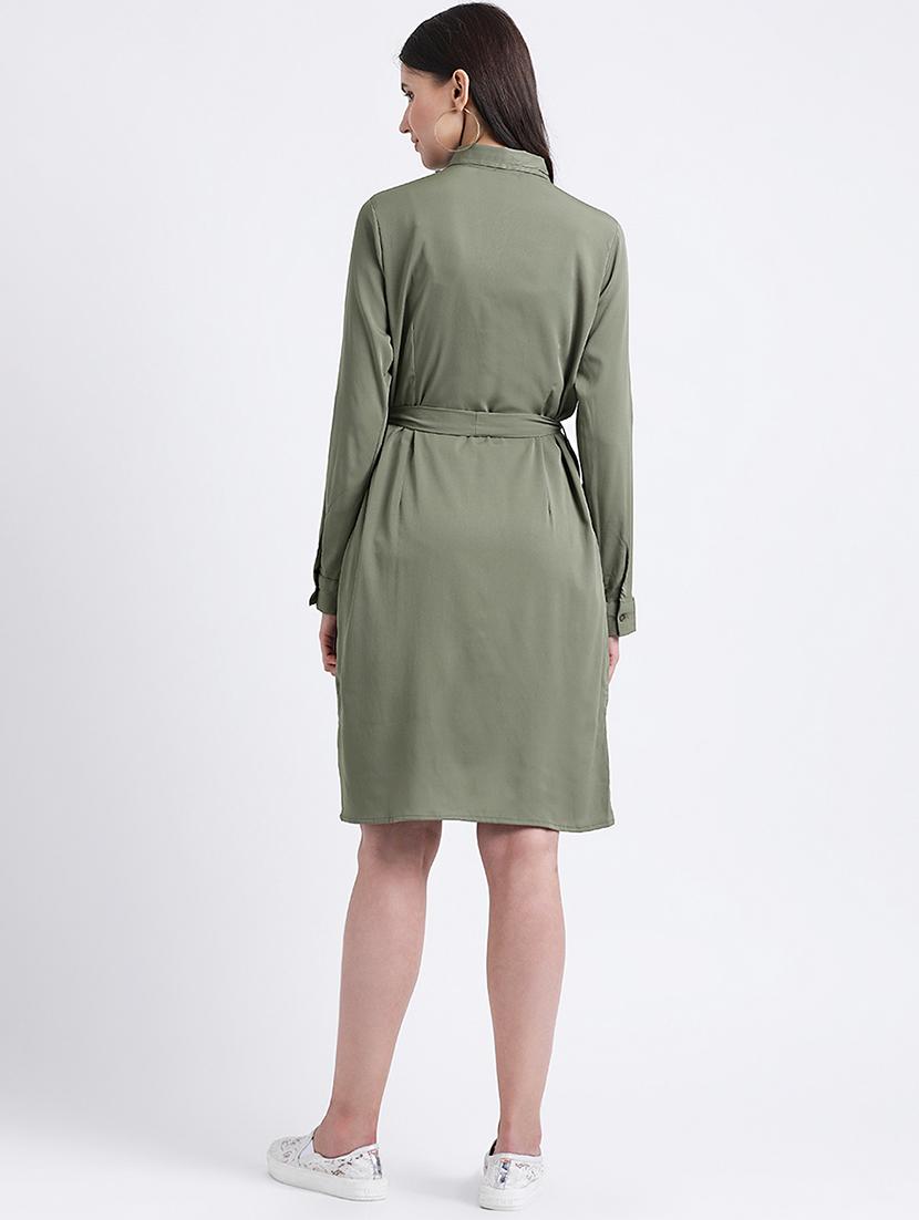 pocket patch tie knot shirt dress - 16298863 - Zoom Image - 3