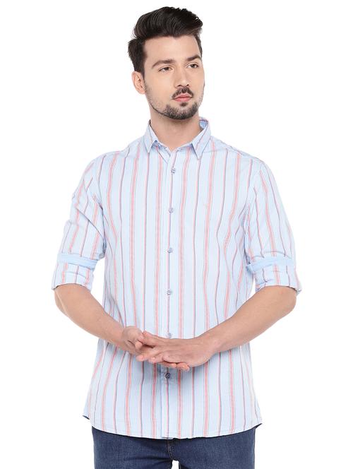 blue slim fit striped casual shirt - 16299004 - Standard Image - 1