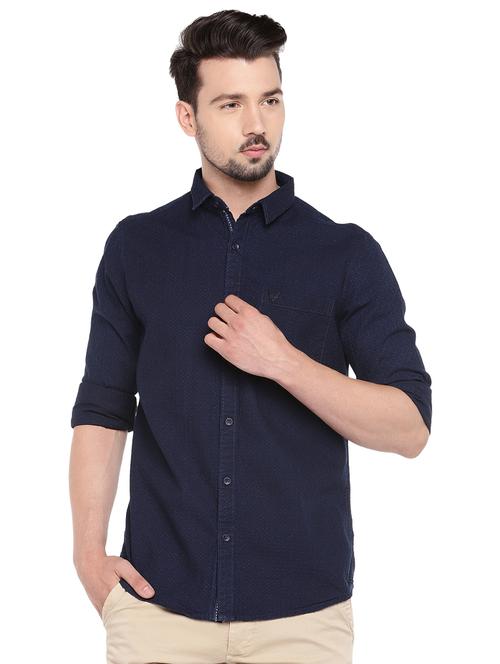 blue slim fit casual denim shirt - 16299006 - Standard Image - 1
