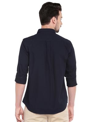 navy blue solid casual shirt - 16299018 - Standard Image - 3