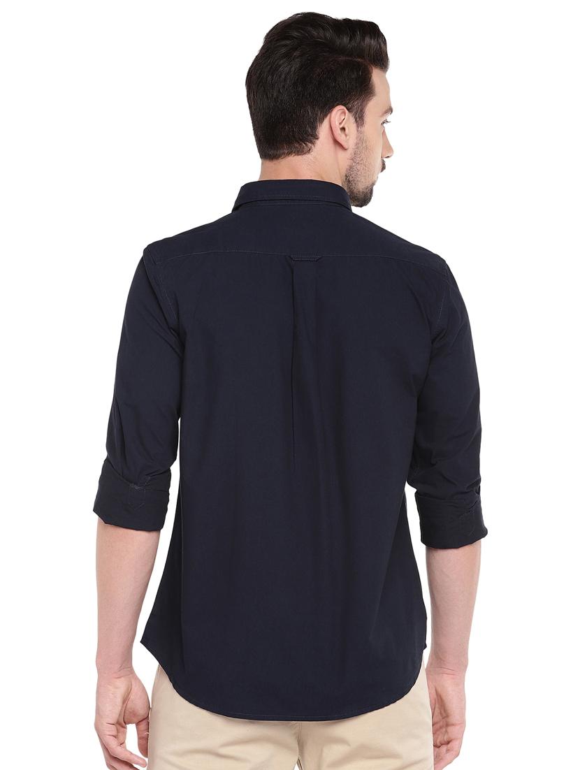 navy blue solid casual shirt - 16299018 - Zoom Image - 3
