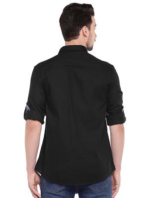 black regular fit solid casual shirt - 16299019 - Standard Image - 3