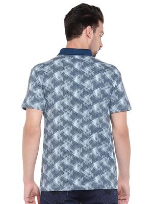 blue regular fit geometric print polo t-shirt - 16299040 - Standard Image - 3
