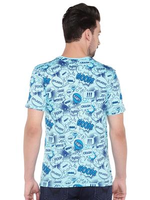 blue typographic all over print t-shirt - 16299104 - Standard Image - 3