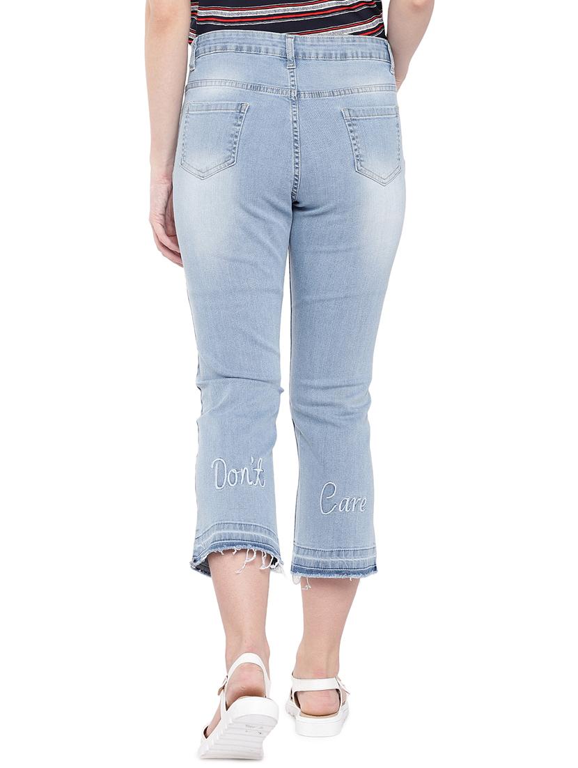 frayed hem stone washed cropped jeans - 16299125 - Zoom Image - 3