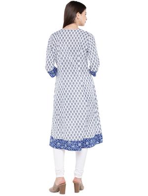 printed a-line kurta - 16299147 - Standard Image - 3