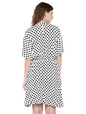 choker neck polka dots blouson dress - 16299207 - Standard Image - 3