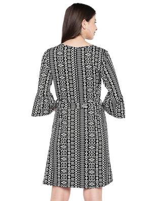 bell sleeved aztec a-line dress - 16299213 - Standard Image - 3
