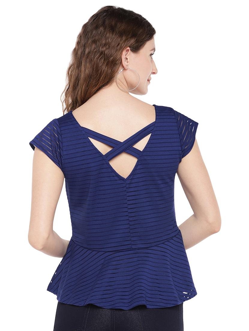 criss cross detail peplum top - 16299268 - Zoom Image - 3