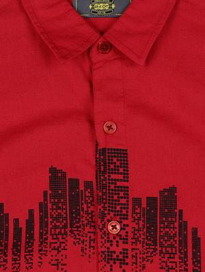red cotton blend shirt - 16300600 - Standard Image - 3
