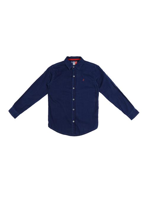 full sleeved solid denim shirt - 16300617 - Standard Image - 1