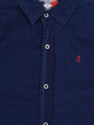 full sleeved solid denim shirt - 16300617 - Standard Image - 3
