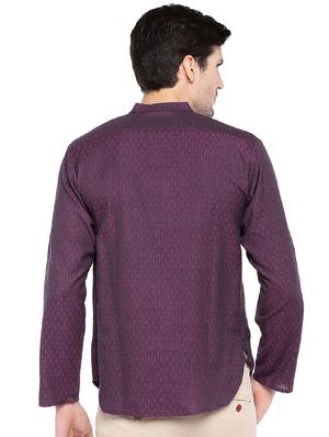 purple cotton short kurta - 16301513 - Standard Image - 3