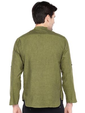 green solid short kurta - 16301518 - Standard Image - 3
