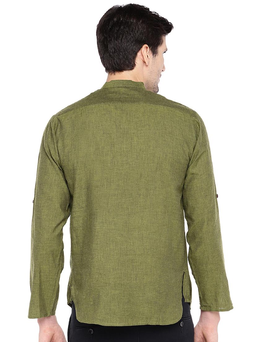 green solid short kurta - 16301518 - Zoom Image - 3