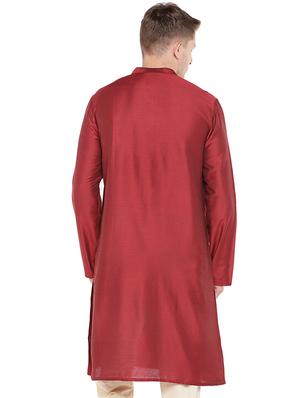 red solid long kurta - 16301528 - Standard Image - 3