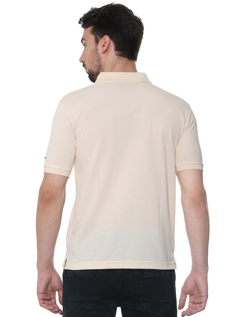 beige solid polo t-shirt - 16301593 - Zoom Image - 3