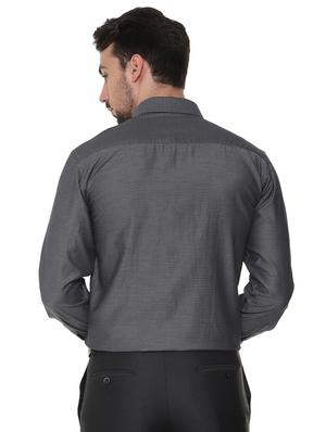 grey solid formal shirt - 16302147 - Standard Image - 3