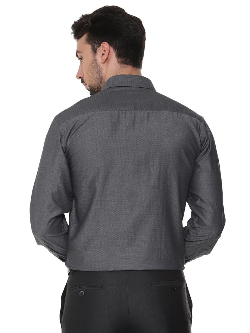 grey solid formal shirt - 16302147 - Zoom Image - 3