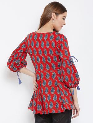 paisley a-line kurti - 16302400 - Standard Image - 3