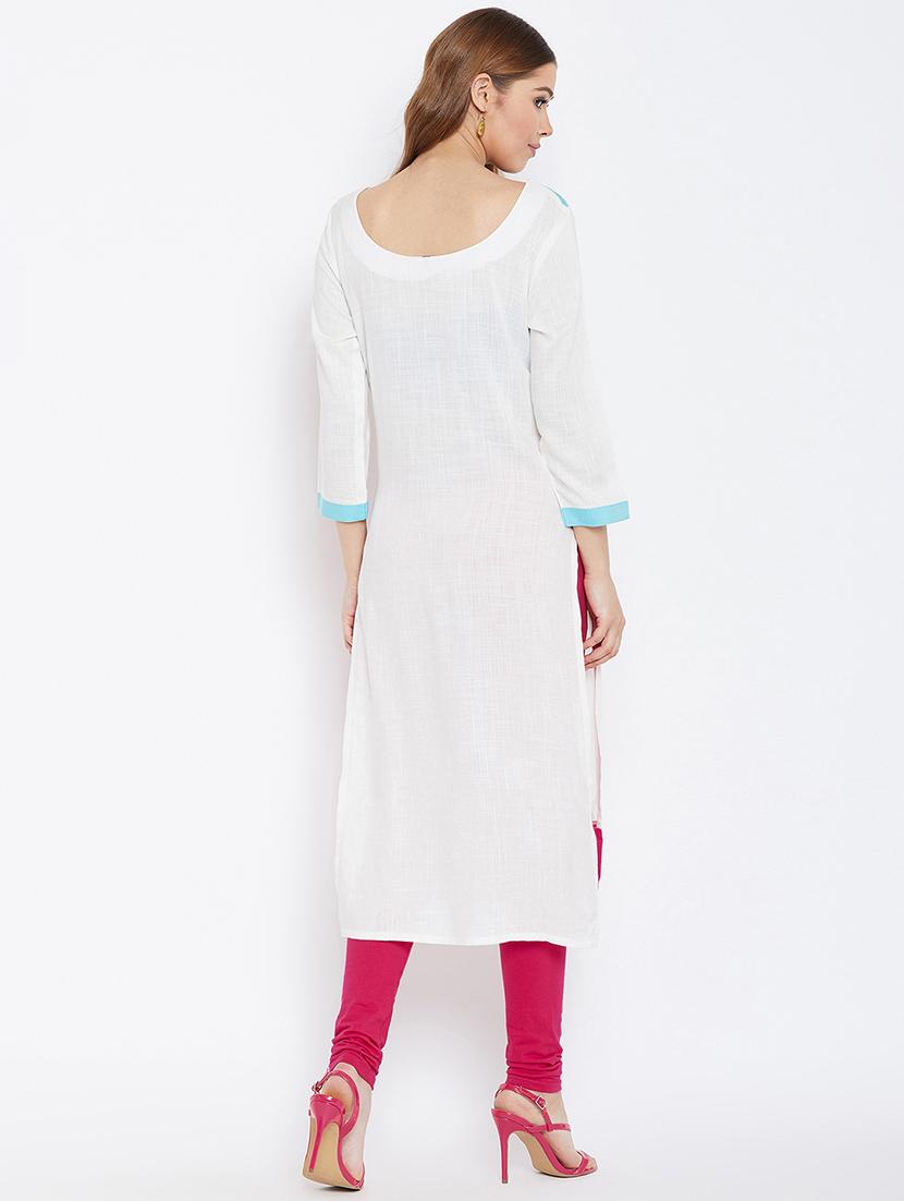 color block straight kurta - 16302411 - Zoom Image - 3