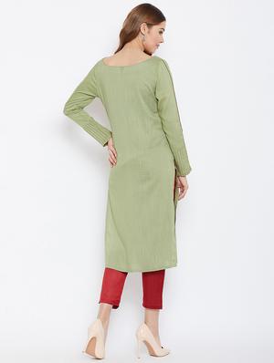 solid straight kurta - 16302413 - Standard Image - 3