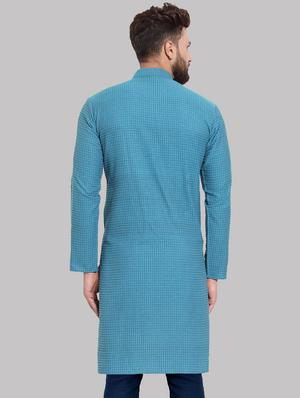 blue printed long kurta - 16302527 - Standard Image - 3