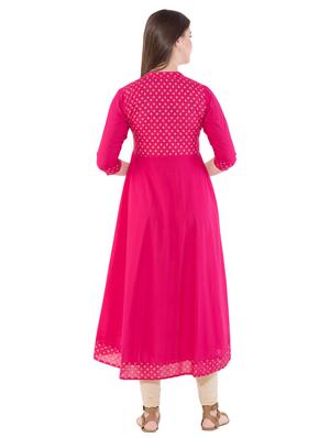 Block printed high-low kurta - 16302921 - Standard Image - 3