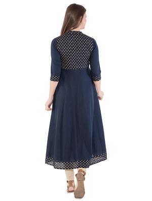 foil printed high-low kurta - 16302922 - Standard Image - 3