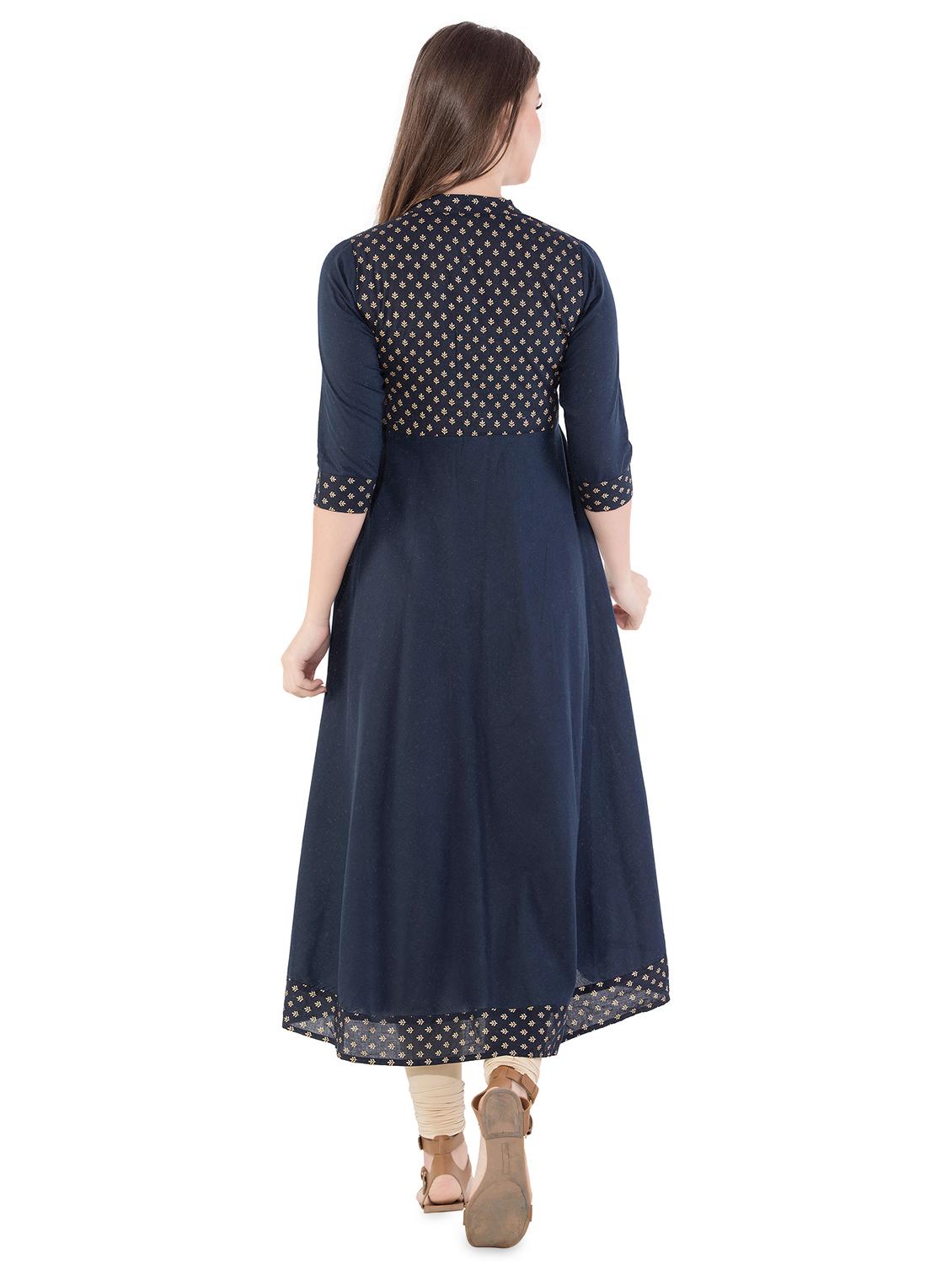 foil printed high-low kurta - 16302922 - Zoom Image - 3