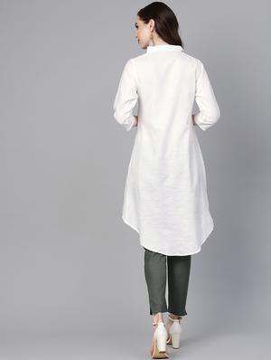 embroidered high low kurta - 16303439 - Standard Image - 3