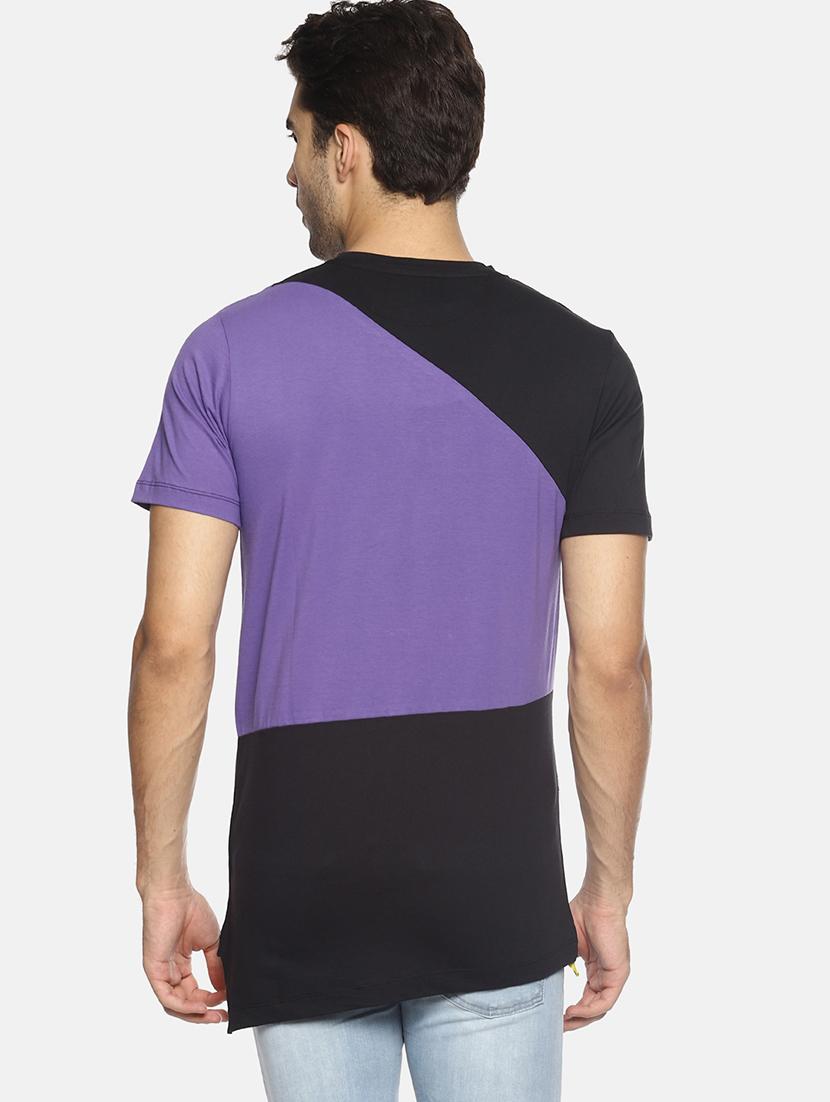 purple color block cut and sew tshirt - 16303683 - Zoom Image - 3