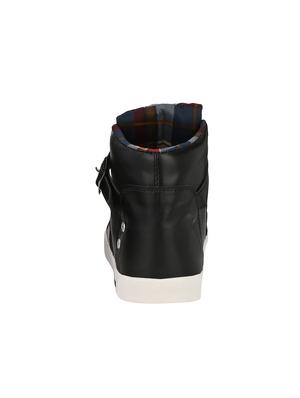black leatherette lace up sneakers - 16304628 - Standard Image - 3