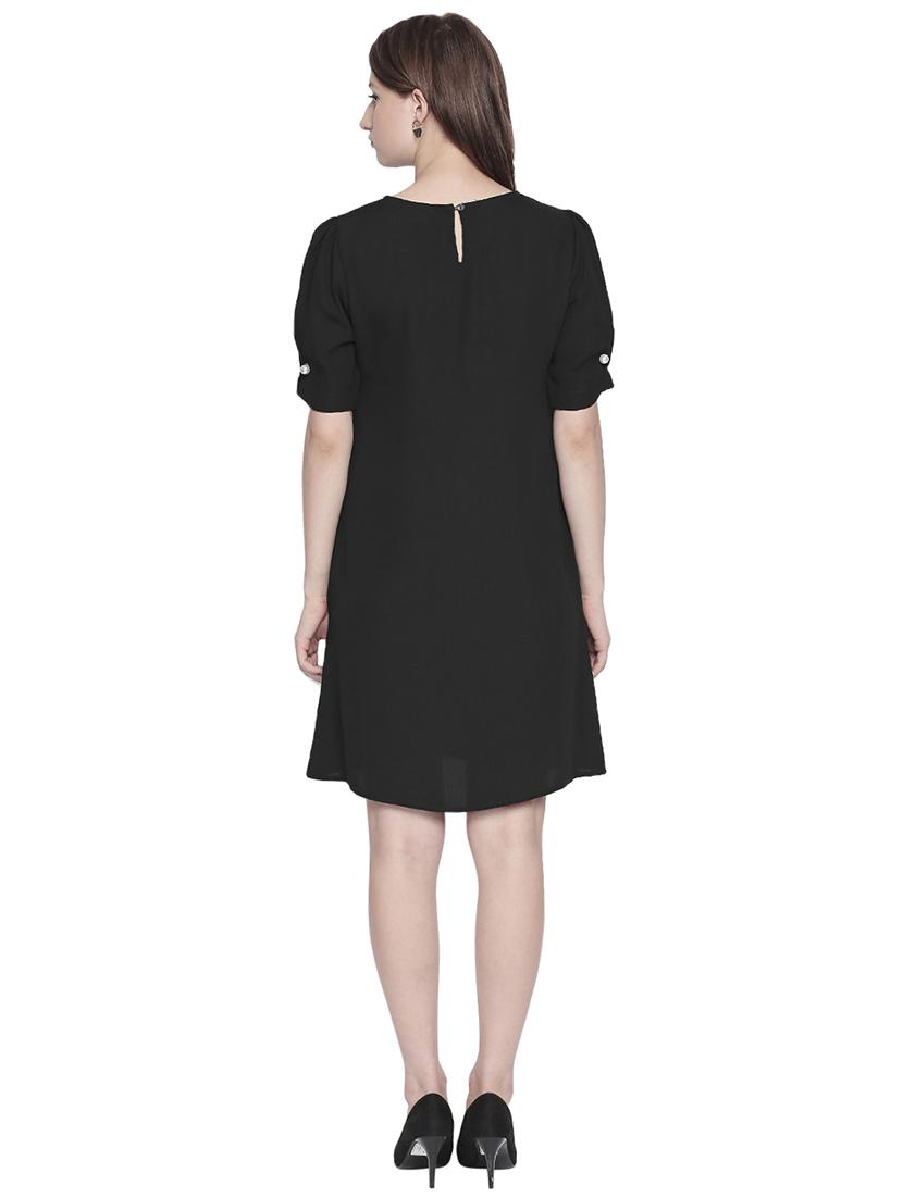 keyhole back puff sleeves a-line dress - 16304791 - Zoom Image - 3