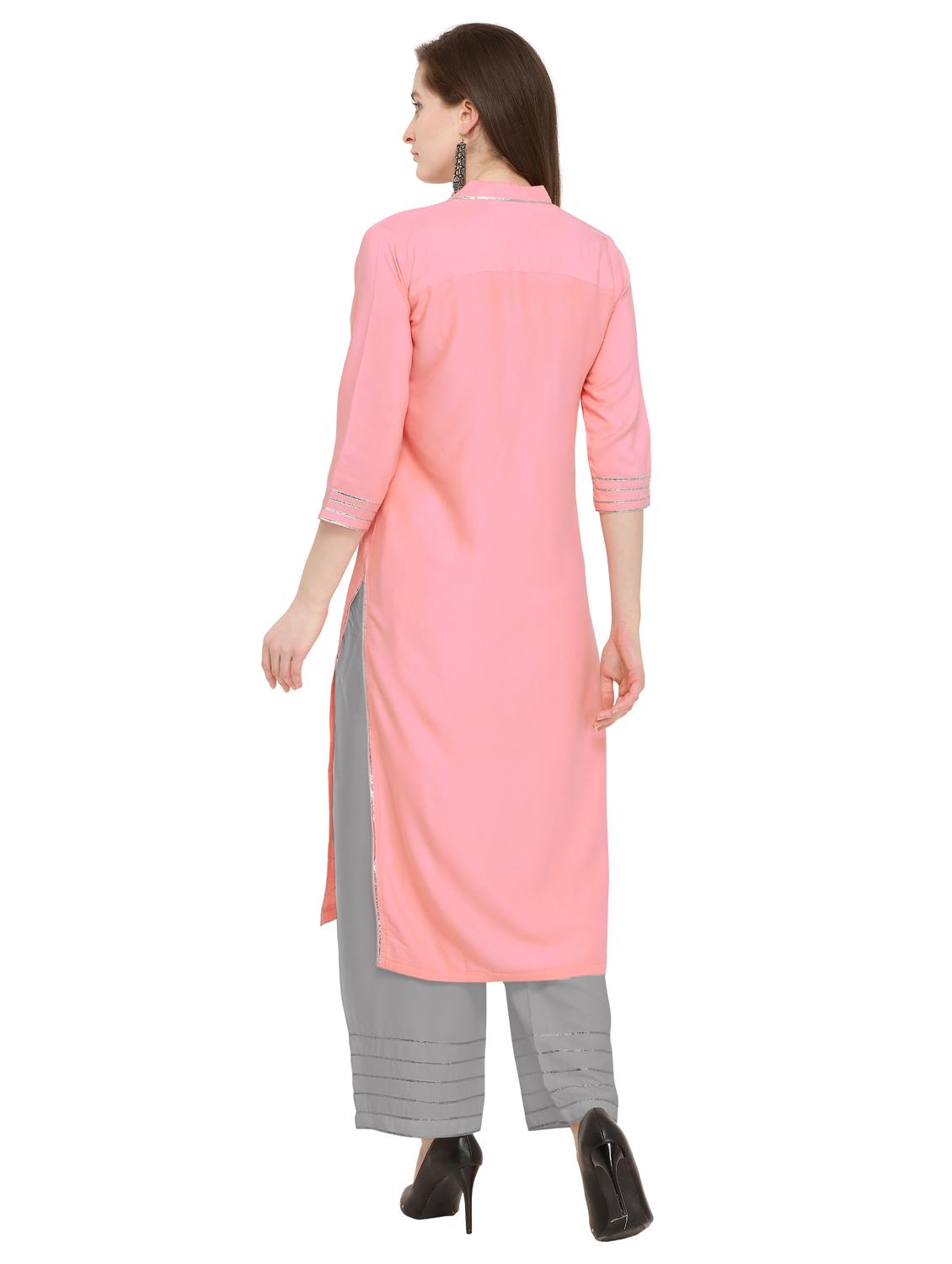 gota work kurta palazzo set - 16304921 - Zoom Image - 3